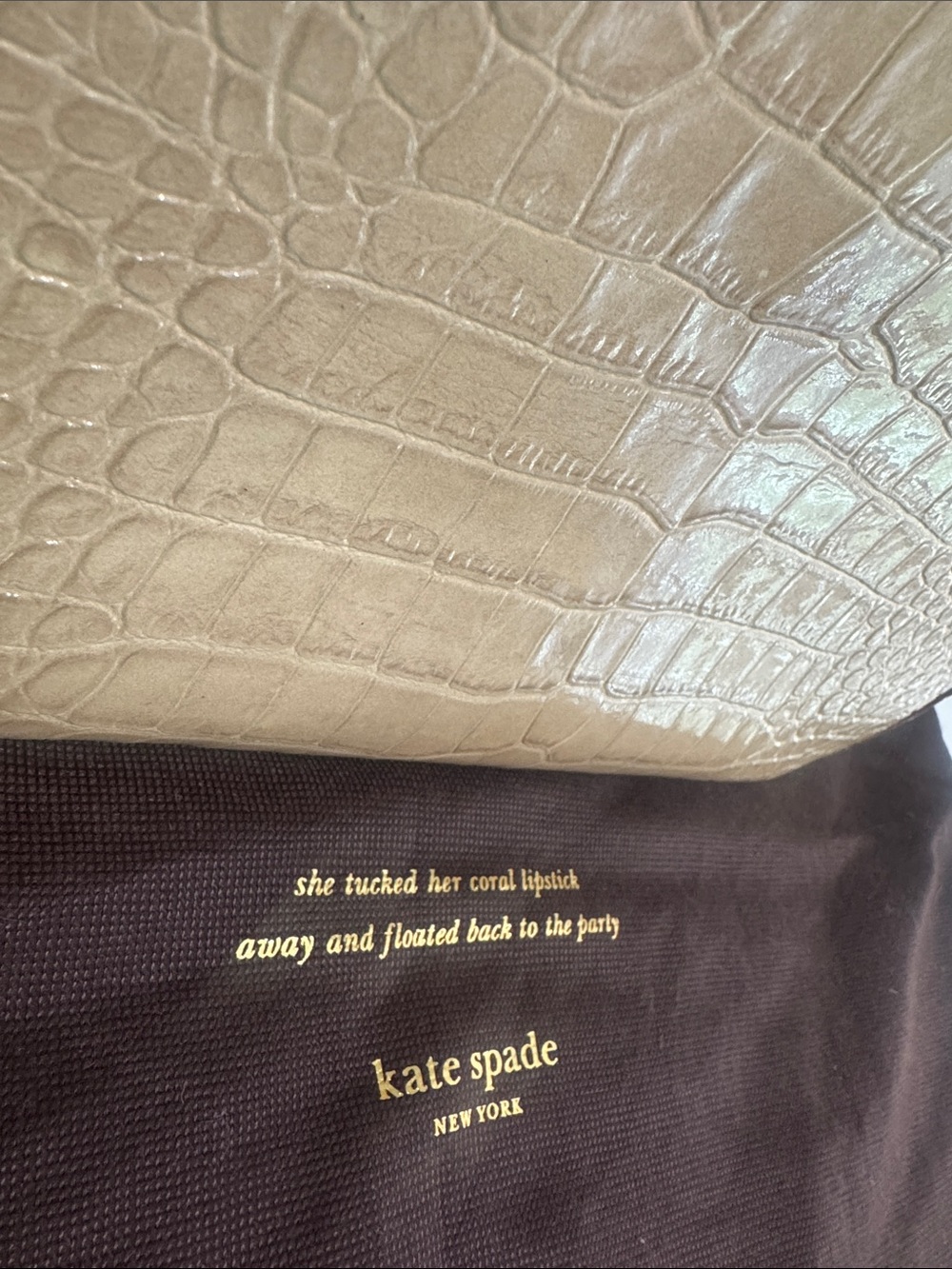 kate spade Beige Croc-Embossed Leather Satchel - Picture 10 of 15